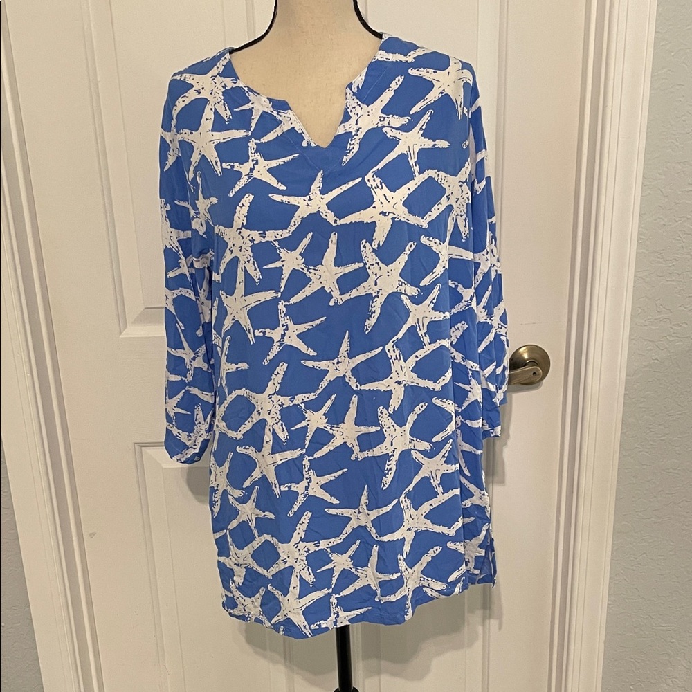 Tybee Island Starfish Long Sleeve Swim Cover Starfish pattern